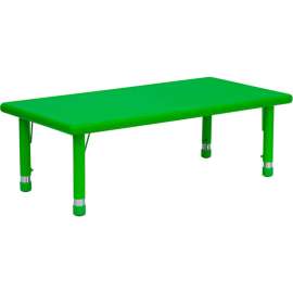 Flash Furniture 24''W x 48''L Rectangle Plastic Height Adjustable Activity Table - Green