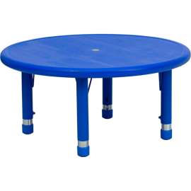 Flash Furniture 33'' Round Height Adjustable Activity Table - Plastic - Blue
