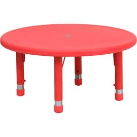 Flash Furniture 33'' Round Height Adjustable Activity Table - Plastic - Red