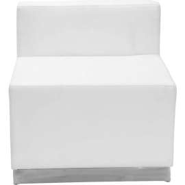 Flash Furniture Armless Modular Lounge Chair - Leather - Melrose White - Hercules Alon Series