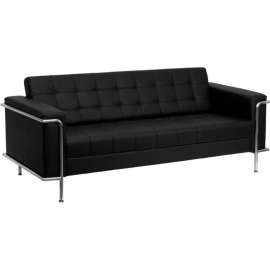 Contemporary Modular Lounge Sofa - Leather - Black - Hercules Lesley Series