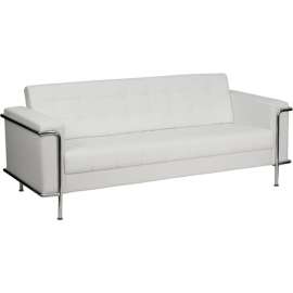 Contemporary Melrose White Leather Sofa with Encasing Frame - Hercules Lesley Series