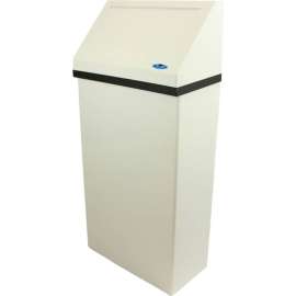 Frost Steel Wall Mount Trash Can W/Spring Load Lid, 11 Gallon, White