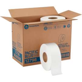 Pacific Blue Basic Jumbo Jr. 2-Ply High-Capacity Toilet Paper, White, 8 Rolls Per Case
