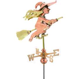 Good Directions Witch Garden Weathervane, Polished Copper w/Garden Pole