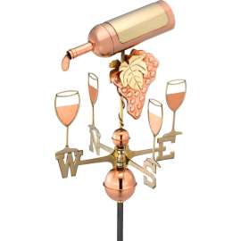 Good Directions Wine Bottle Weathervane, Polished Copper