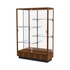 Heritage Display Case Danish Walnut, Mirror Back 48"W x 18"D x 70"H