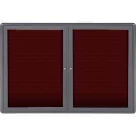 Ghent Ovation Letter Board - Indoor - 2 Door - Burgundy w/Gray Frame - 47"W x 34"H