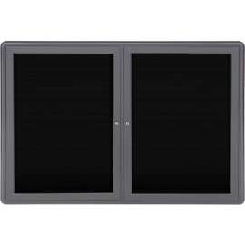 Ghent Ovation Letter Board - Indoor - 2 Door - Black w/Gray Frame - 47"W x 34"H