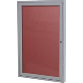 Ghent Enclosed Letter Board - 1 Door - Burgundy Letterboard w/Silver Frame - 36" x 30"