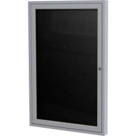 Ghent Enclosed Letter Board - Outdoor / Indoor - 1 Door - Black Letterboard w/Silver Frame - 36"x30"
