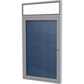 Ghent Enclosed Vinyl Bulletin Board - Outdoor - With Headliner - Navy - 36" x 30"