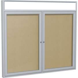 Ghent Enclosed Vinyl Bulletin Board - Outdoor - With Headliner - Caramel - 3' x 4'