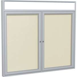 Ghent Enclosed Vinyl Bulletin Board - Outdoor - With Headliner - Ivory - 3' x 5'