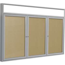 Ghent Enclosed Vinyl Bulletin Board - Outdoor - With Headliner - Caramel - 3' x 6'