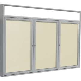 Ghent Enclosed Vinyl Bulletin Board - Outdoor - With Headliner - Ivory - 4' x 6'