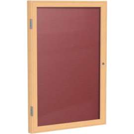 Ghent Enclosed Letter Board - 1 Door - Burgundy Letterboard w/Oak Frame - 24" x 18"