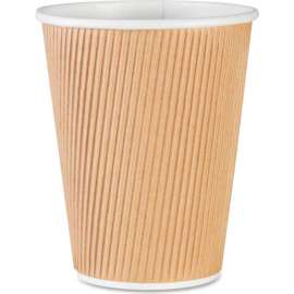 Genuine Joe GJO11260 - Rippled Hot Cups, 12 Oz., 25/Pack, Brown