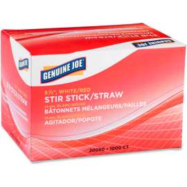 Genuine Joe Stirrers, 5-1/2"L, Plastic, 1,000/Box, White/Red