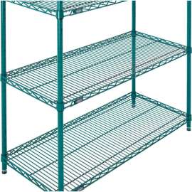 Nexel Poly-Green, 4 Tier, Wire Shelving Starter Unit, 42"W x 18"D x 54"H
