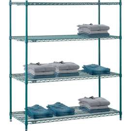 Nexel Poly-Green, 4 Tier, Wire Shelving Starter Unit, 54"W x 21"D x 63"H