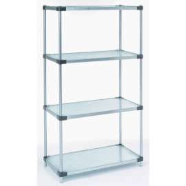 Nexel Galvanized Steel, 4 Tier, Solid Shelving Starter Unit, 24"Wx18"Dx63"H