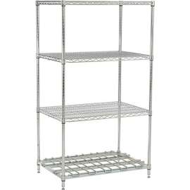 Nexel Nexelon, 4 Tier, Wire Shelving Unit, 1 Heavy Duty Shelf, 24"W x 18"D x 86"H