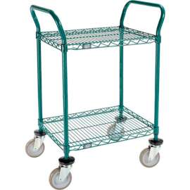 Nexel Utility Cart, 2 Shelf, Poly-Green , 24"L x 18"W x 39"H, Polyurethane Swivel Casters