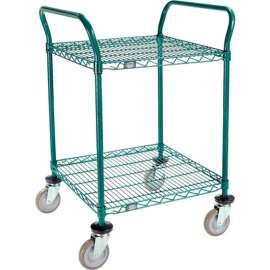 Nexel Utility Cart, 2 Shelf, Poly-Green , 24"L x 24"W x 39"H, Polyurethane Swivel Casters