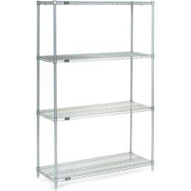 Nexel Stainless Steel, 4 Tier, Wire Shelving Starter Unit, 36"W x 24"D x 54"H