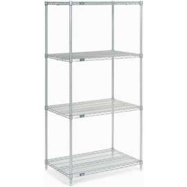 Nexel Stainless Steel, 5 Tier, Wire Shelving Starter Unit, 36"W x 24"D x 74"H
