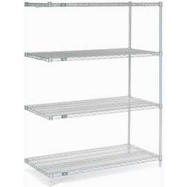Nexel Stainless Steel, 5 Tier, Wire Shelving Add-On Unit, 54"W x 18"D x 74"H