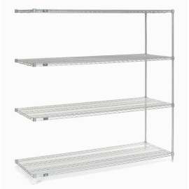 Nexel Stainless Steel, 5 Tier, Wire Shelving Add-On Unit, 60"W x 18"D x 74"H