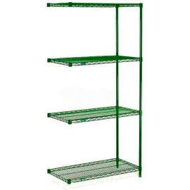 Nexel Poly-Green, 5 Tier, Wire Shelving Add-On Unit 48"W x 21"D x 86"H