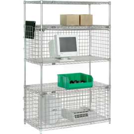 Nexel Chrome, Wire Shelving Unit, 1 Enclosure, 48"W x 18"D x 74"H