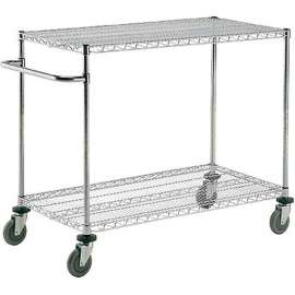 Nexel Chrome ESD Adjustable Shelf Cart w/2 Shelves & Poly Casters, 24"L x 21"W x 40"H