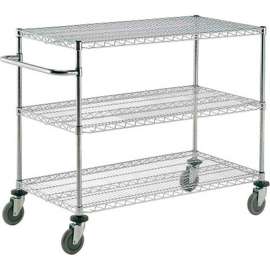 Nexel Chrome ESD Adjustable Shelf Cart w/3 Shelves & Poly Casters, 36"L x 21"W x 40"H