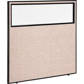 Interion Office Partition Panel With Partial Window, 60-1/4"W x 60"H, Tan