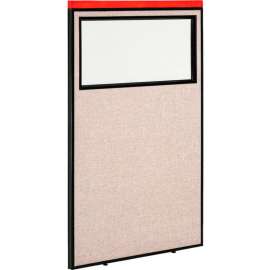 Interion Deluxe Office Partition Panel with Partial Window, 36-1/4"W x 61-1/2"H, Tan
