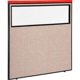 Interion Deluxe Office Partition Panel with Partial Window, 60-1/4"W x 61-1/2"H, Tan
