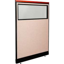 Interion Deluxe Office Partition Panel w/Partial Window & Raceway 48-1/4"W x 65-1/2"H Tan