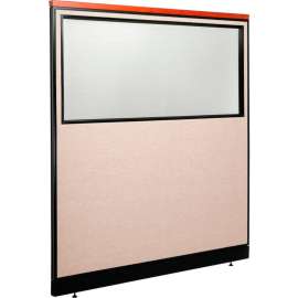 Interion Deluxe Office Partition Panel w/Partial Window & Raceway 60-1/4"W x 65-1/2"H Tan