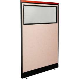 Interion Deluxe Office Partition Panel w/Partial Window & Raceway 48-1/4"W x 101-1/2"H Tan