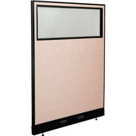 Interion Electric Office Partition Panel with Partial Window, 48-1/4"W x 64"H, Tan