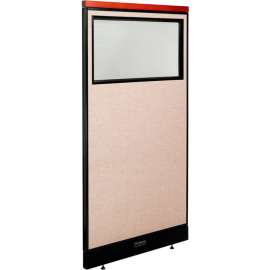 Interion Deluxe Electric Office Partition Panel with Partial Window, 36-1/4"W x 101-1/2"H, Tan