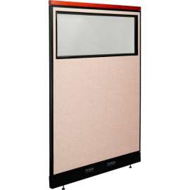 Interion Deluxe Electric Office Partition Panel with Partial Window, 48-1/4"W x 77-1/2"H, Tan