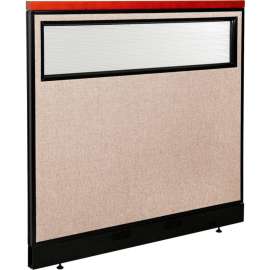Interion Deluxe Office Partition Panel w/Partial Window & Raceway 48-1/4"W x 47-1/2"H Tan