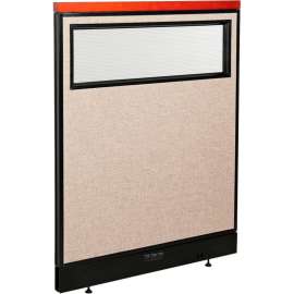 Interion Deluxe Electric Office Partition Panel with Partial Window, 36-1/4"W x 47-1/2"H, Tan