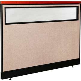 Interion Deluxe Office Partition Panel w/Partial Window & Pass-Thru Cable 60-1/4Wx47-1/2H Tan