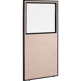 Interion Office Partition Panel With Partial Window, 36-1/4"W x 96"H, Tan